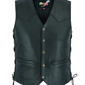 Leather Waistcoat Pressed Studs
